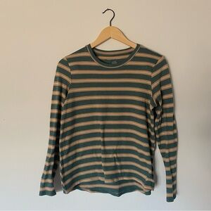 American Eagle Outfitters Green and Tan Striped Top